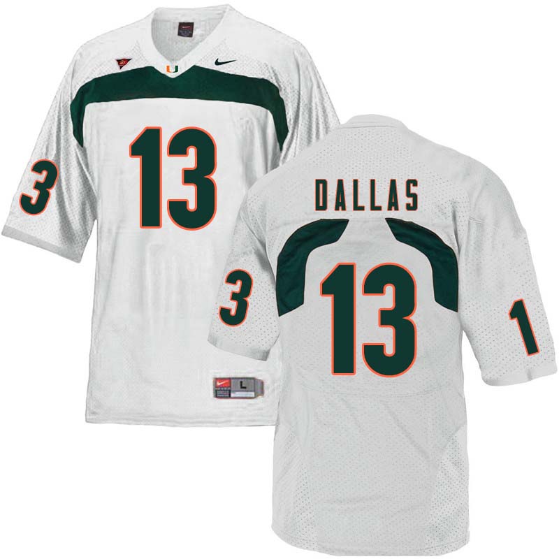 Nike Miami Hurricanes #13 DeeJay Dallas College Football Jerseys Sale-White - Click Image to Close